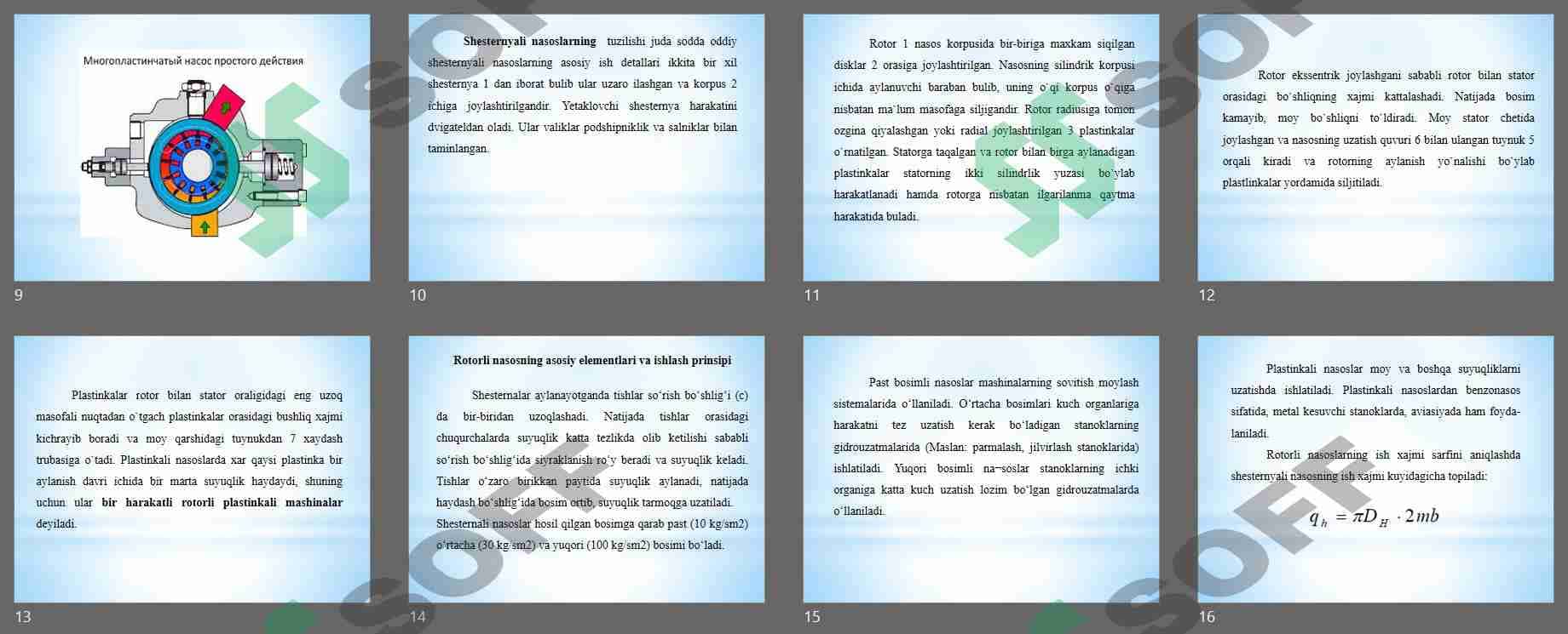 Rotorli nasoslar va ularning asosiy parametrlari, tuzilishi va ishlash prinsiplari 2