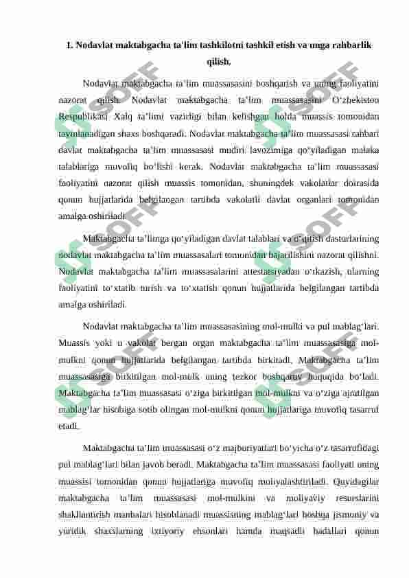 Nodavlat maktabgacha ta'lim tashkilotlarini tashkil etish 2