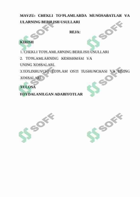 CHEKLI TO‘PLAMLARDA MUNOSABATLAR VA ULARNING BERILISH USULLARI 2