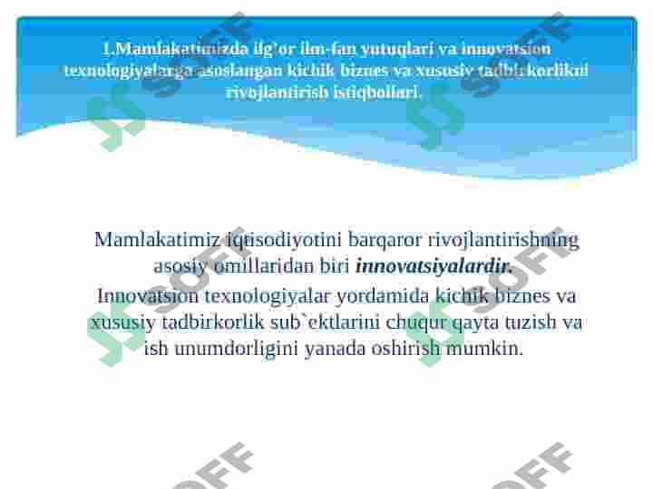 O'ZBEKISTONDA BIZNESNI RIVOJLANTIRISH ISTIQBOLLARI 2