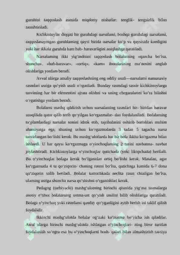 Ilk yoshda bolalarning predmetlar miqdorini idrok qilish, esda olib qolishi va taqqoslashning o‘ziga xos xususiyatlari 2