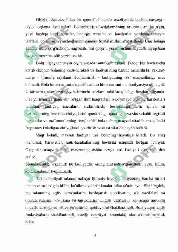 O’yin – ijtimoiy faoliyat sifatida. 3