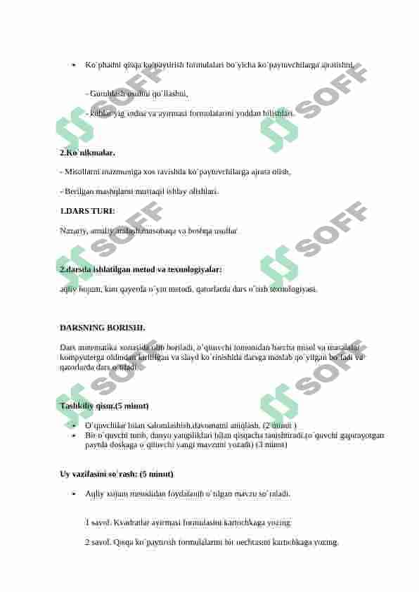 Ko`phadni ko`paytuvchilarga ajratishning bir necha usullarini qo`llash. 3
