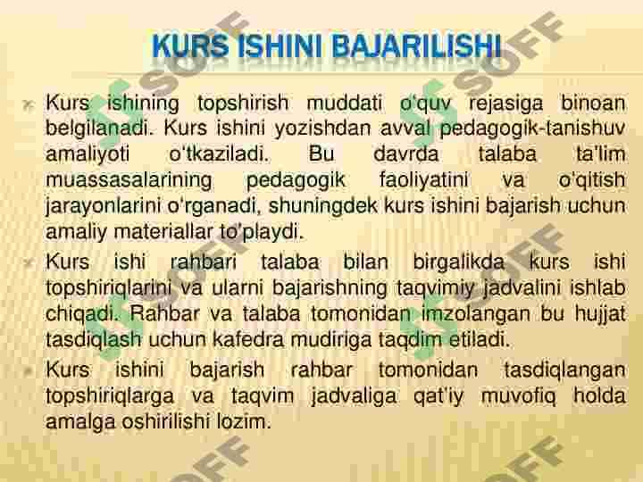 Kurs ishi va bitiruv malakaviy ishlarni bajarish va baholash 7