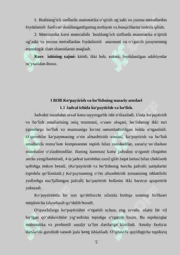 2-sinf o‘quvchilariga ko‘paytirish va bo‘lishni o‘rgatish metodikasi. 5