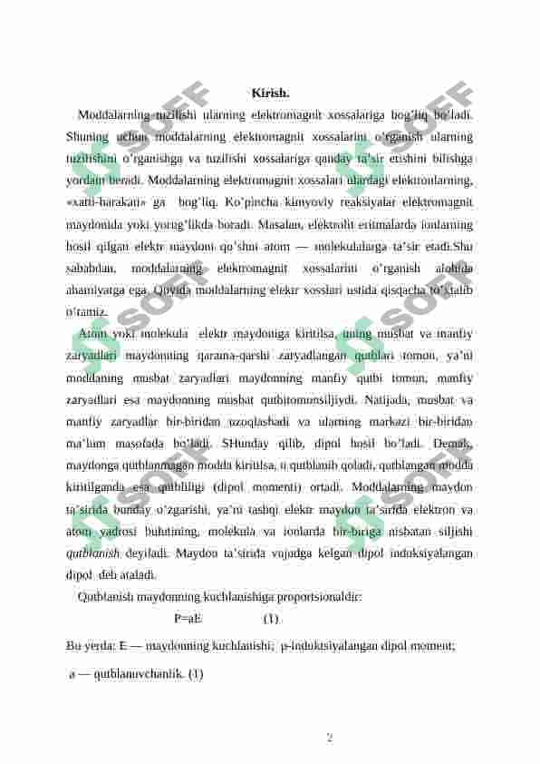 Molekulalarning qutblanishi 2
