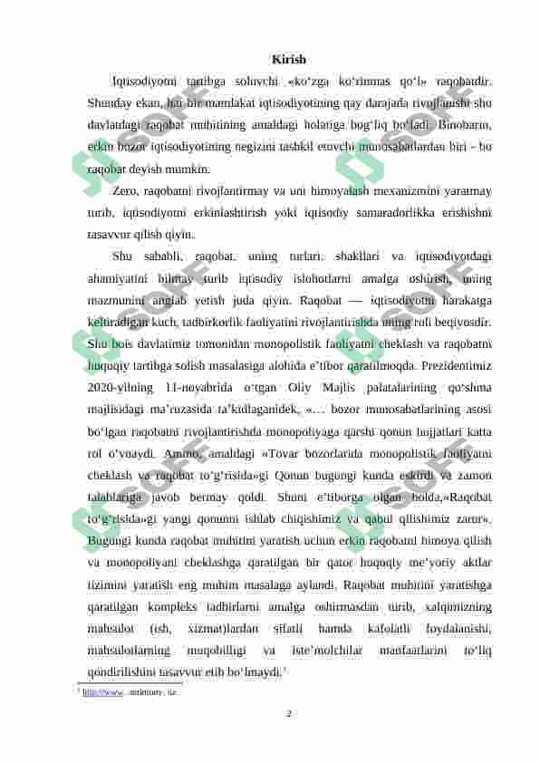 Bozor sharoitida Sifat va raqobatbardoshlik 2