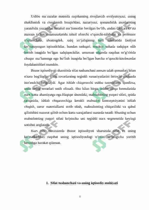 Bozor sharoitida Sifat va raqobatbardoshlik 3