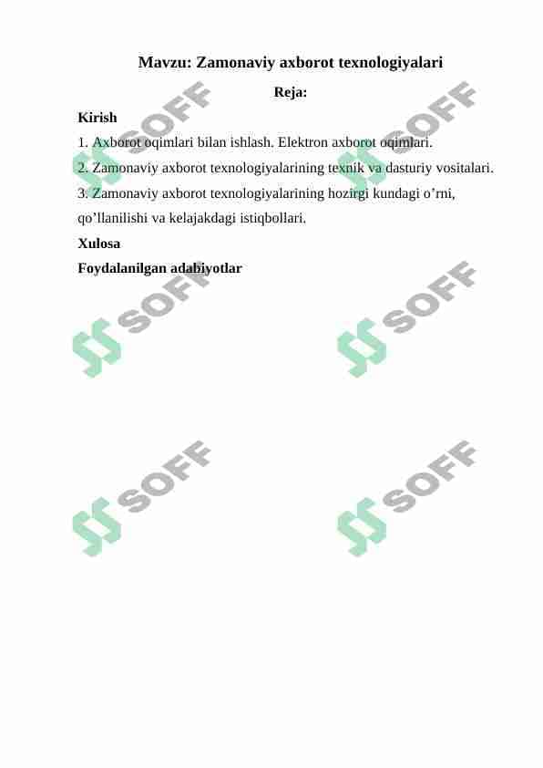 Zamonaviy axborot texnologiyalari