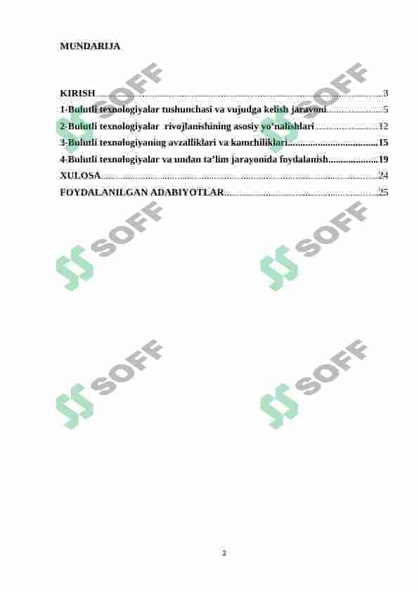 Bulutli texnologiyalar va ularni o'quv jarayonida qo'llash 2