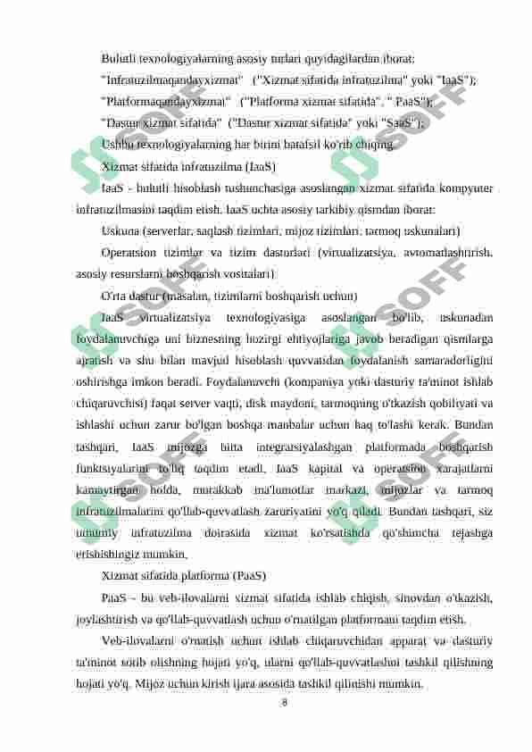 Bulutli texnologiyalar va ularni o'quv jarayonida qo'llash 8