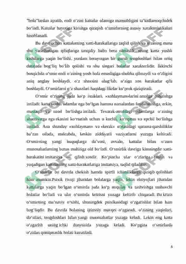 O'smirlik davrida psixik rivojlanish xususiyatlari 6