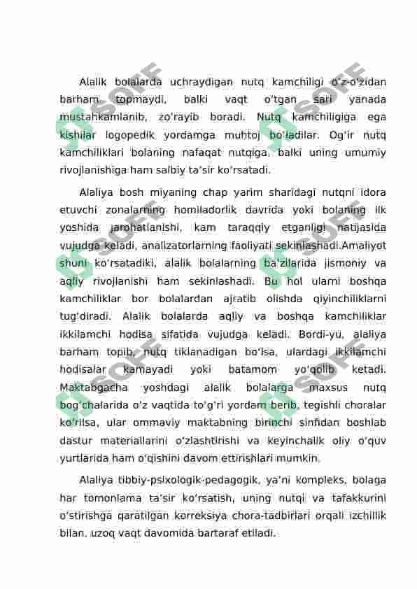 Alaliya va uning barcha turlarida nutqni shakllantirish metodlari 4