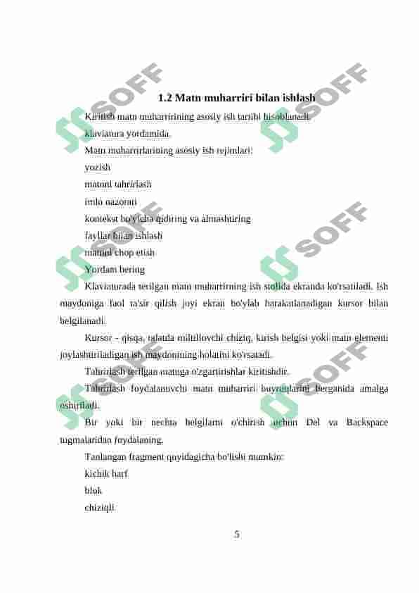 Matnlarni formatlash va taxrirlash 5