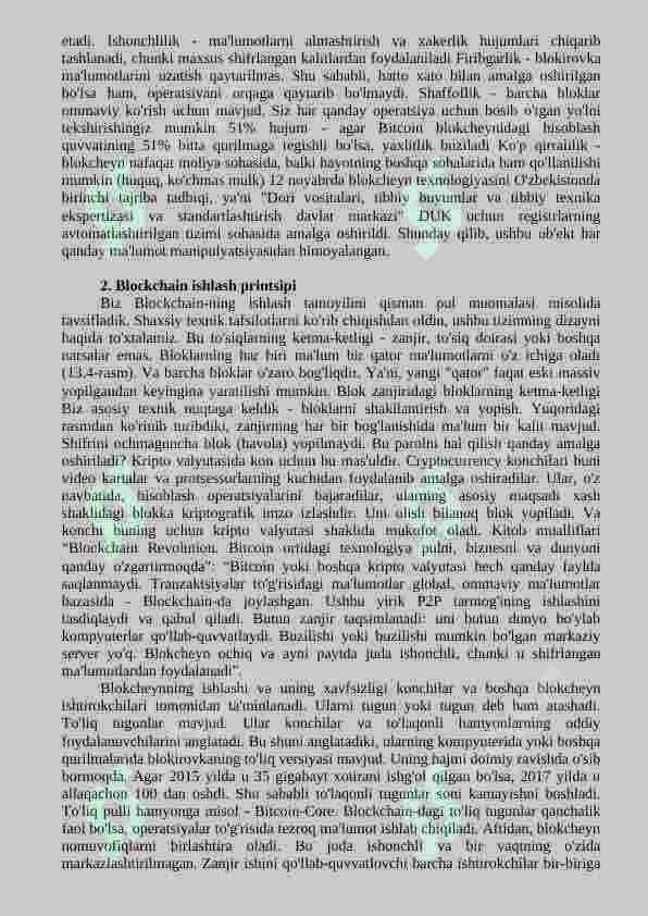 Milliy iqtisodiyotda turli sohalarida blokcheyn texnologiyasidan foydalanish texnologiyalari. 4