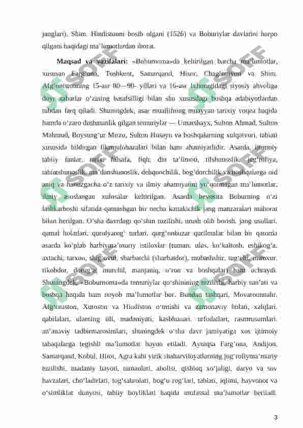 Zahiriddin Boburning Boburnoma asari. Markaziy Osiyo tariхiga oid muhim manba 3