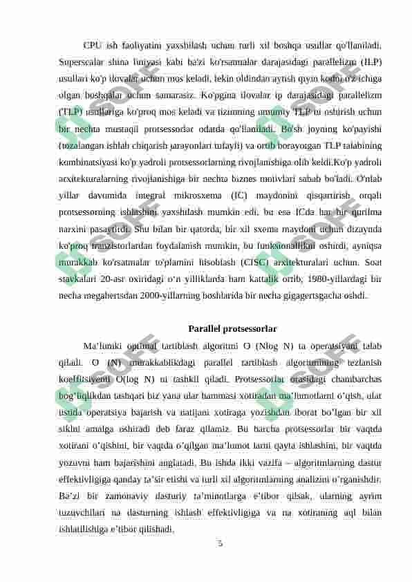 Protsessorlarda qo'llaniladigan zamonaviy parallelashtirish texnologiyalari. 5