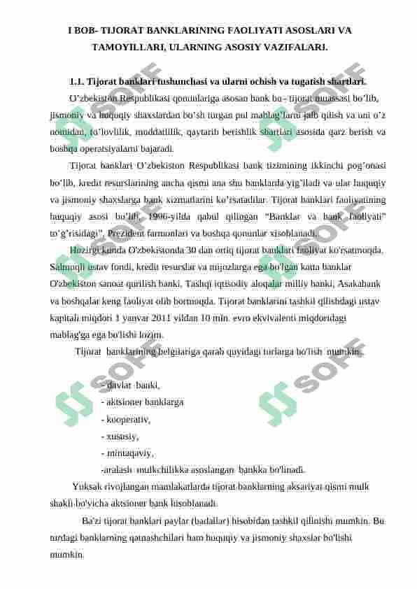 TIJORAT BANKLAR VA ULARNING OPERATSIYALARI 6