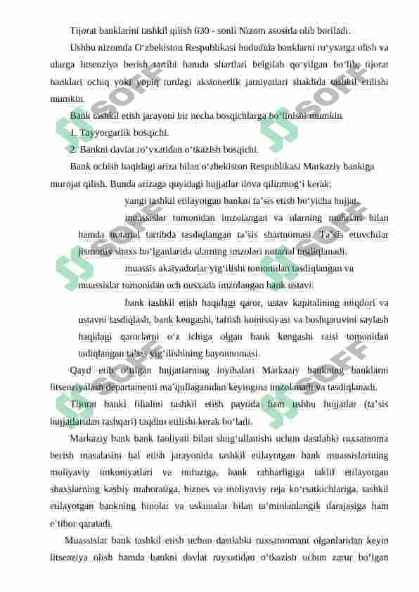 TIJORAT BANKLAR VA ULARNING OPERATSIYALARI 8
