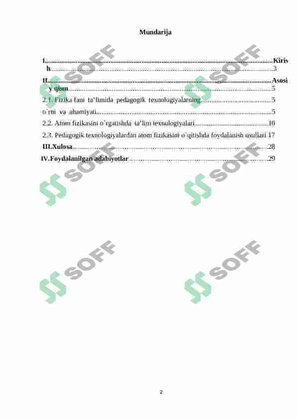 Atom fizikasi bo'limiga oid mavzularni o'qitishda pedagogik texnologiyalardan foydalanish usullari 2