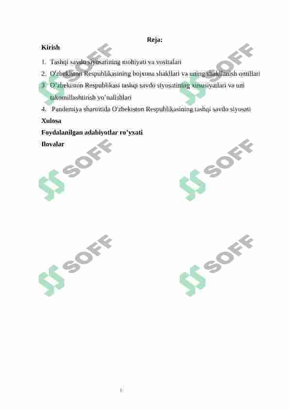 O'zbekiston respublikasining tashqi savdo siyosati 2