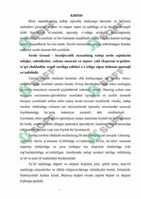 O'zbekiston respublikasining tashqi savdo siyosati 3