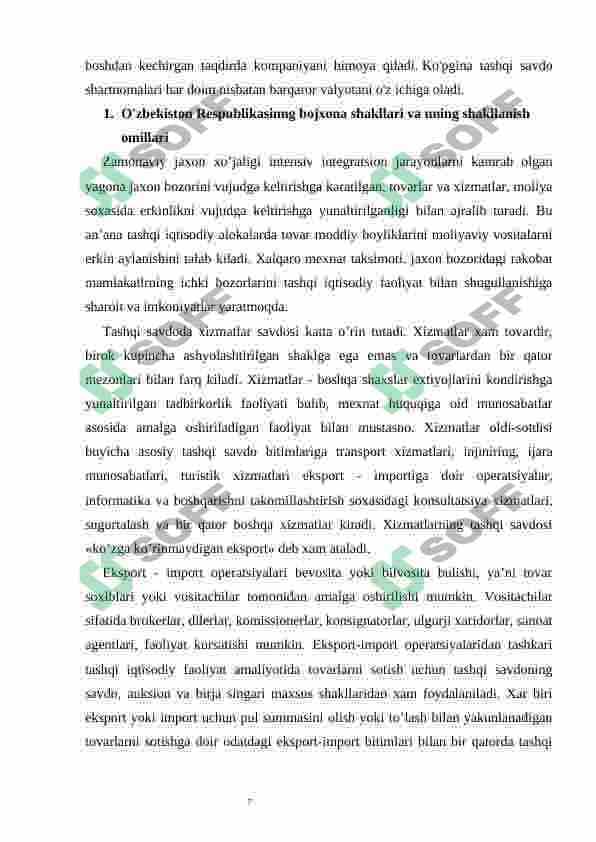 O'zbekiston respublikasining tashqi savdo siyosati 8