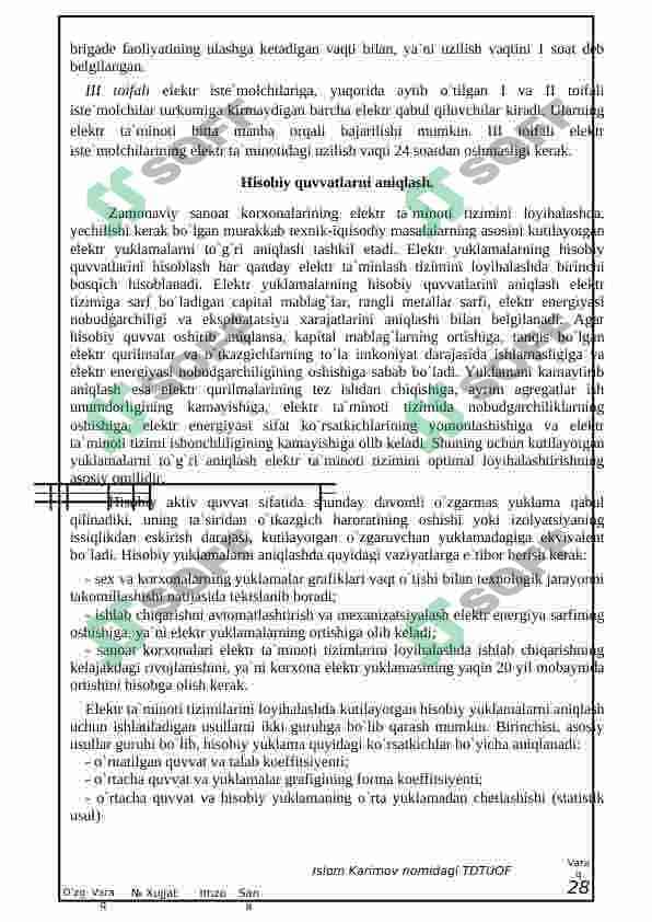 Konchilik va sanoat korxonalarining elektr ta'minoti tizimini loyihalash 6