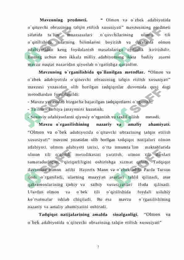 Olmon va o'zbek adabiyotida o'qituvchi obrazining talqin etilish xususiyati 7