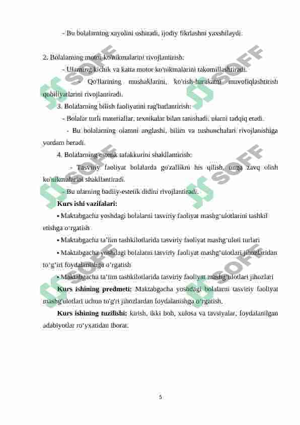 Maktabgacha ta'lim tashkilotlarida tasviriy faoliyat mashg'ulotlari jihozlaridan to'g'iri foydalanishga o'rgatish 5