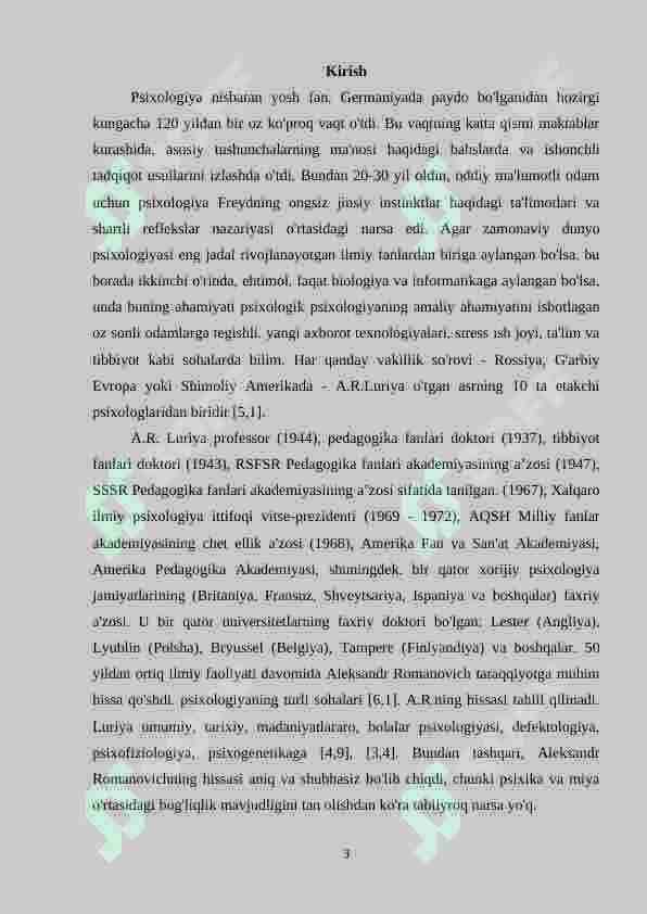 A.R.LURIYANING XOTIRA NEYROPSIXOLOGIYASI BO’YICHA OLIB BORGAN TADQIQOTLARI 3