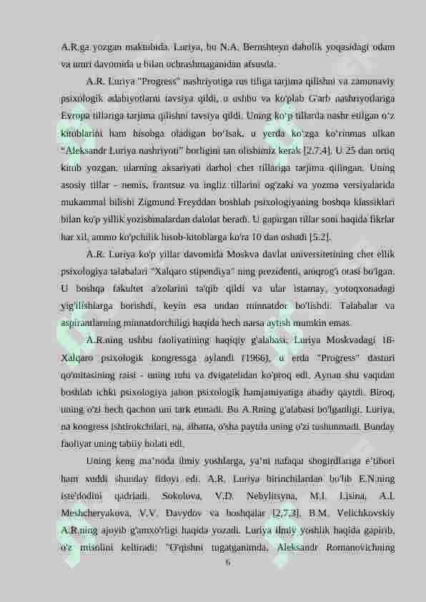 A.R.LURIYANING XOTIRA NEYROPSIXOLOGIYASI BO’YICHA OLIB BORGAN TADQIQOTLARI 6