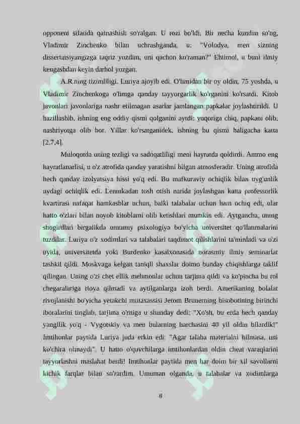 A.R.LURIYANING XOTIRA NEYROPSIXOLOGIYASI BO’YICHA OLIB BORGAN TADQIQOTLARI 8