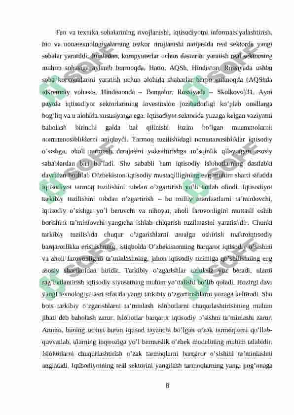 Iqtisodiyotning real sektoriga investitsiyalar jalb etish yo'llari 8