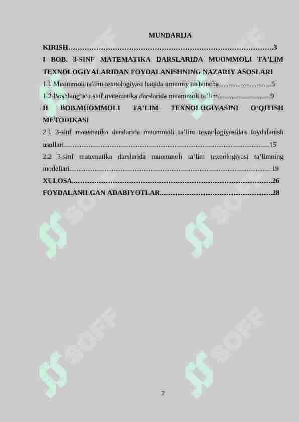 3-sinf matematika darslarida muommoli ta’lim texnologiyasidan foydalanish metodikasi 2