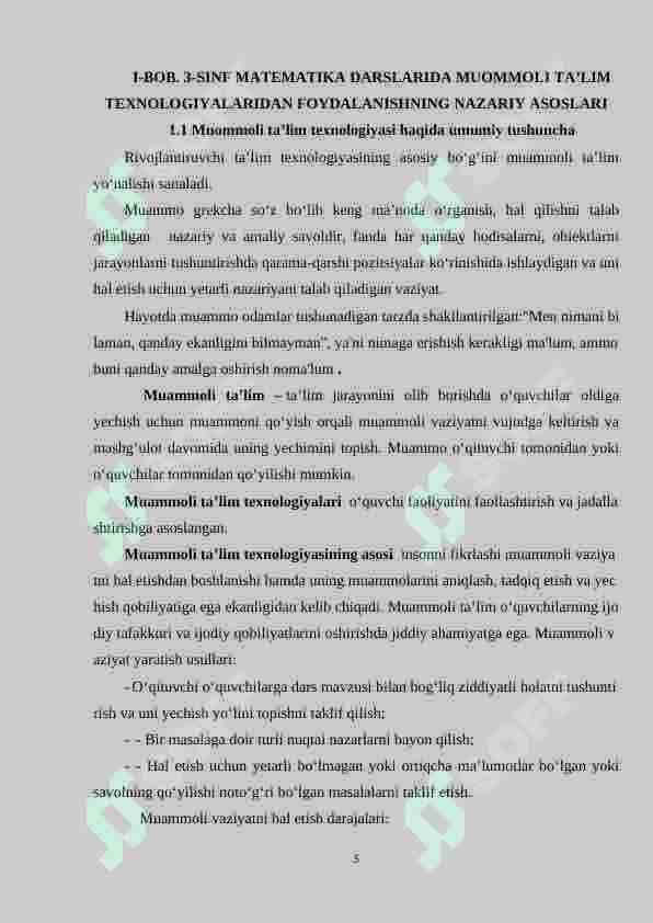 3-sinf matematika darslarida muommoli ta’lim texnologiyasidan foydalanish metodikasi 5