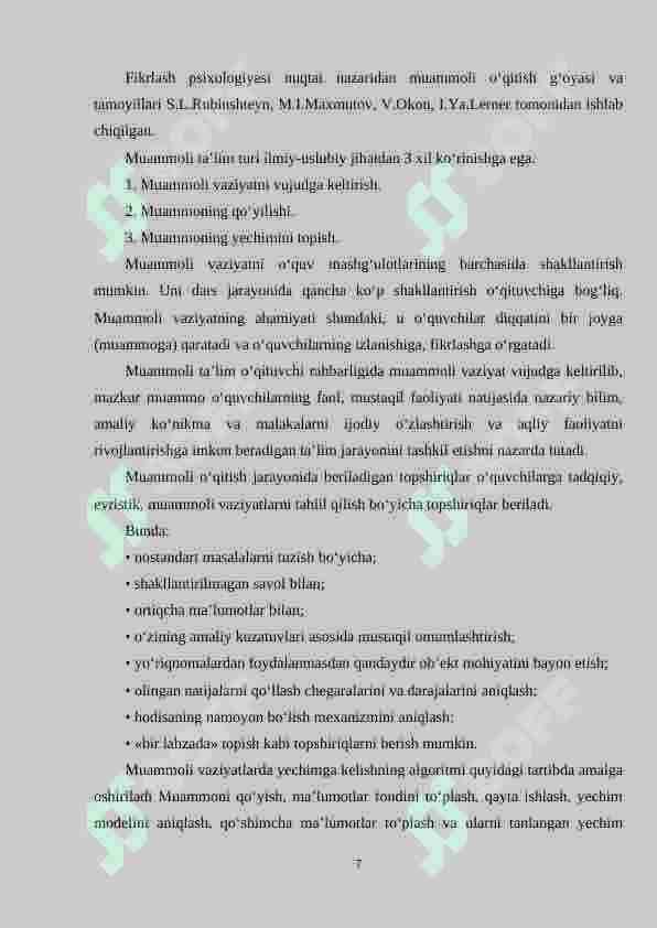 3-sinf matematika darslarida muommoli ta’lim texnologiyasidan foydalanish metodikasi 7