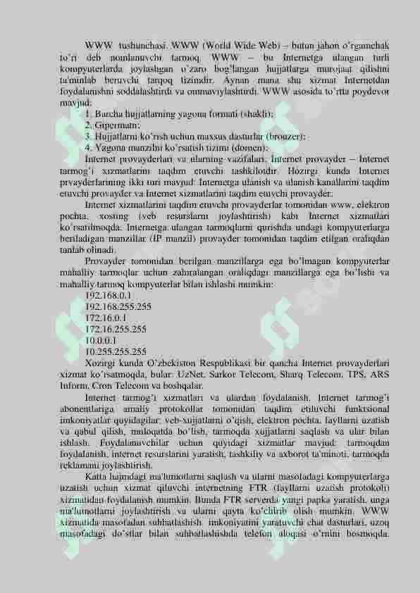 Internit. Himoyalangan aloqa kanallarini sozlash, elektron pochta tzizimida ishlash 2