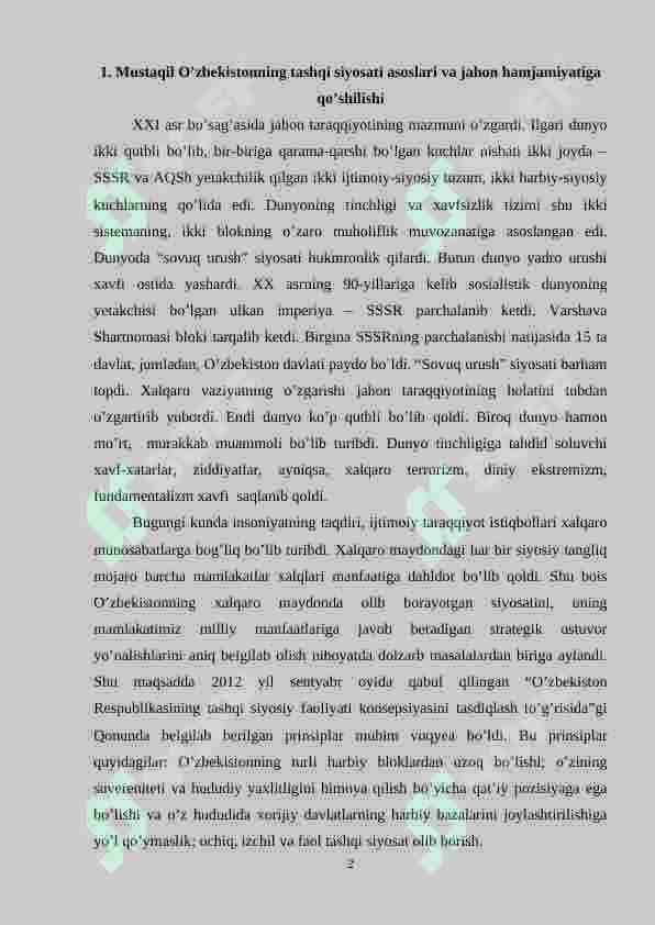 O'zbekiston va jahon hamjamiyati 2
