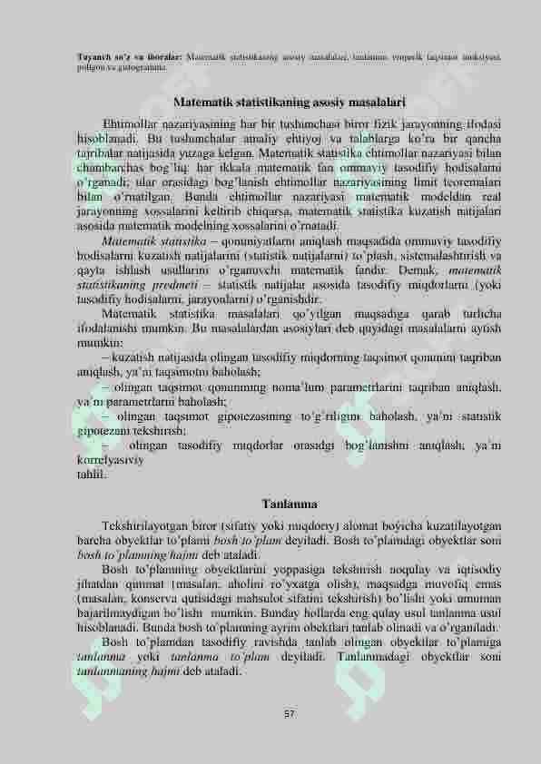 Matematik statistika; tanlanma, empirik taqsimot,poligon va gistogramma 2