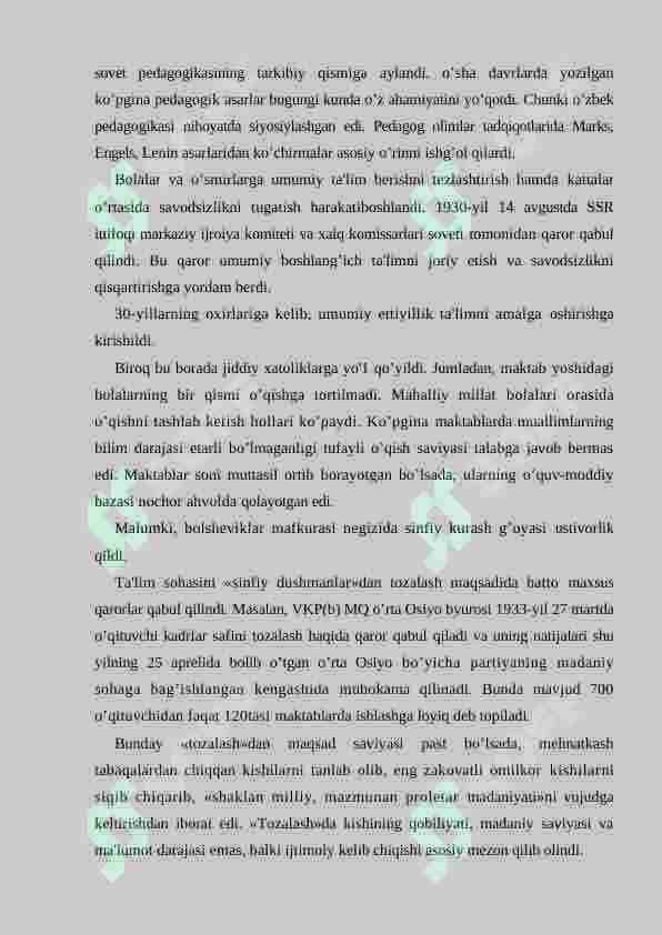1917-1990 YILLARDA O'ZBEKISTONDA XALQ TA’LIMI. O’ZBEKISTON RESPUBLIKASININING TA’LIM TURLARI VA FUNKSIYALARI 5