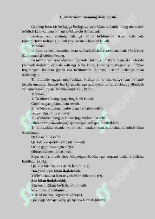 Ikkinchi darajali bo’laklar 2