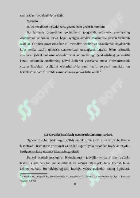Boshlang‘ich sinf matematika darslarida interfoal metodlardan foydalanish 8