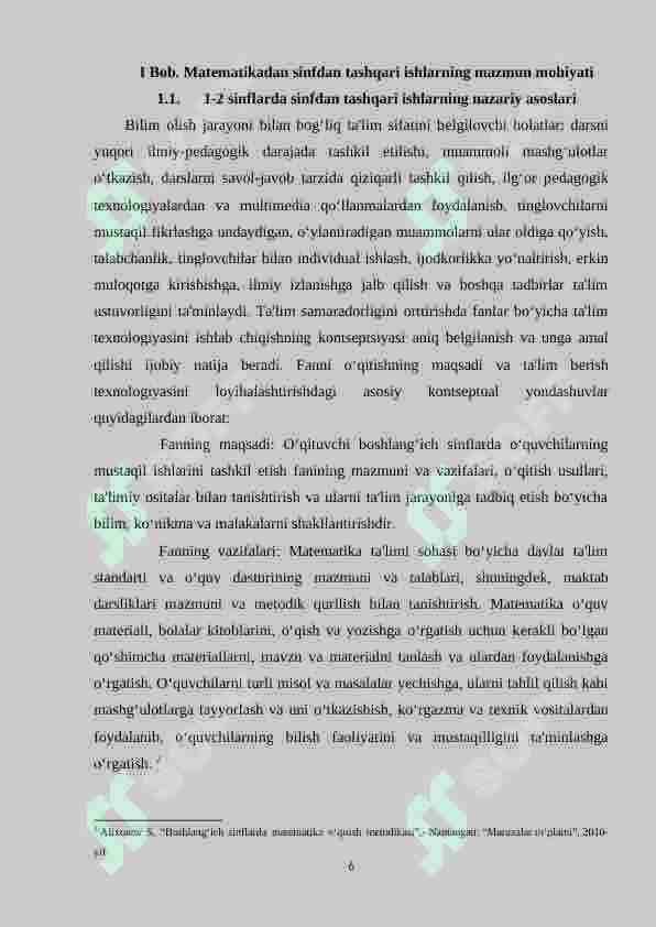 1-2- sinflarda sinfdan tashqari ishlarni tashkil qilish orqali o‘quvchilarning  matеmatik qobilyatlari rivojlantirish 6