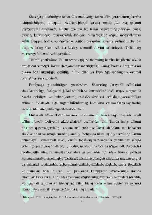 1-2- sinflarda sinfdan tashqari ishlarni tashkil qilish orqali o‘quvchilarning  matеmatik qobilyatlari rivojlantirish 7