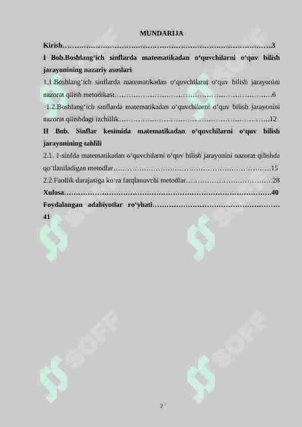 1-sinf matematikadan o‘quvchilarni o‘quv bilish jarayonini nazorat qilish metodikasi 2