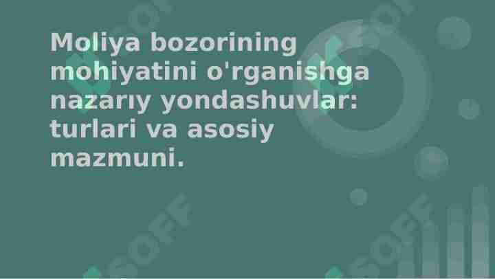 Moliya bozori turlari