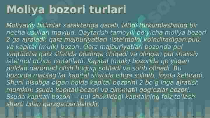 Moliya bozori turlari 4