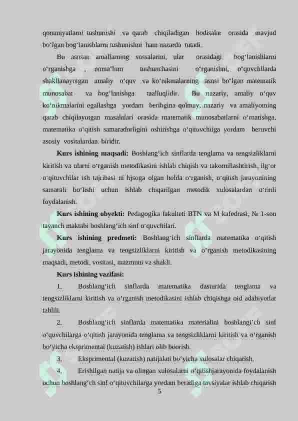 Boshlang‘ich sinflarda matematikadan tenglama va tengsizliklarni o‘rganish metodikasi 5