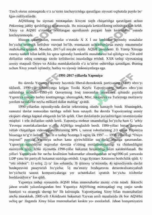 Xitoy Xalq Respublikasi, Yaponiya va Janubiy Sharqiy Osiyo mamlakatlari 2